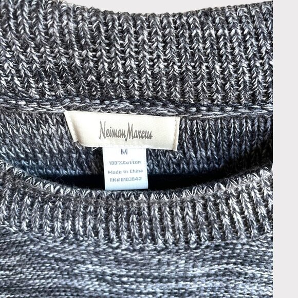 Neiman Marcus Size M Gray Cotton Long Sleeve Round Neck Knit Dress - Picture 5 of 15